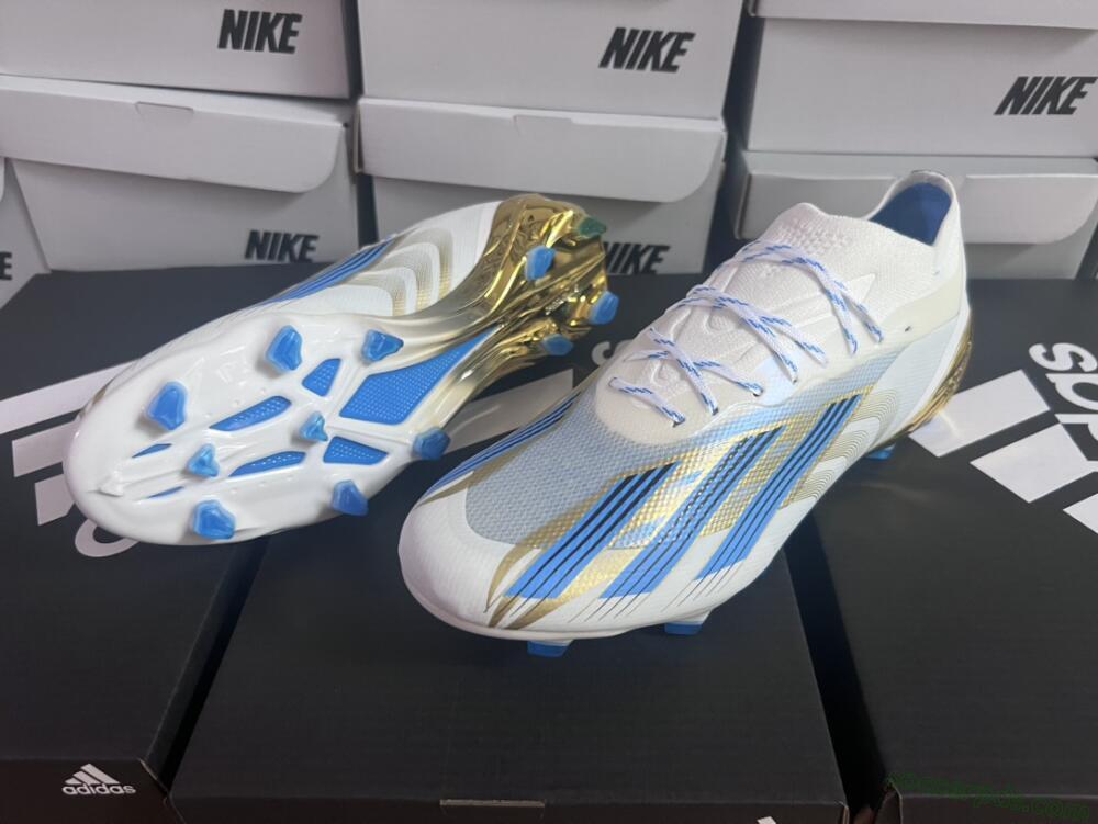 Adidas X Crazyfast.1 FG Low-Tops Football Boots - White/Blue/Gold