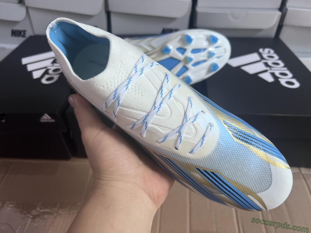 Adidas X Crazyfast.1 FG Low-Tops Football Boots - White/Blue/Gold