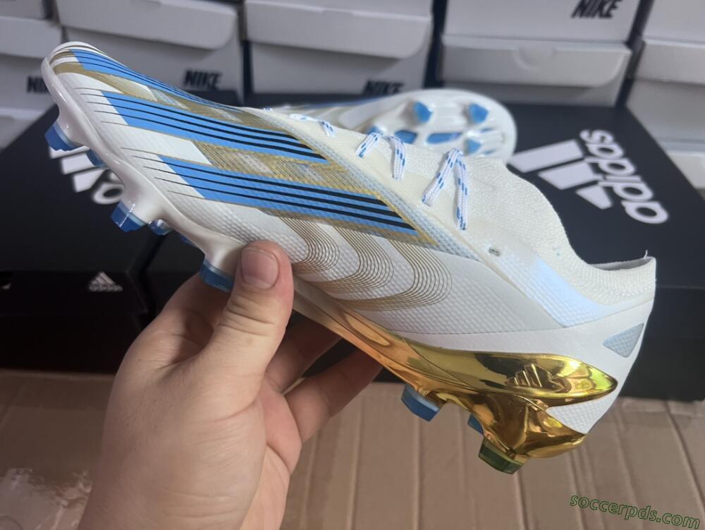 Adidas X Crazyfast.1 FG Low-Tops Football Boots - White/Blue/Gold