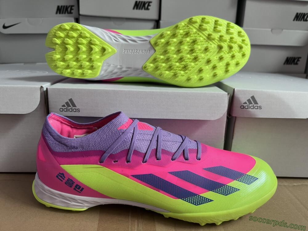 Adidas X Crazyfast.1 TF Low-Tops Football Boots - Pink/Purple/Blue/Green