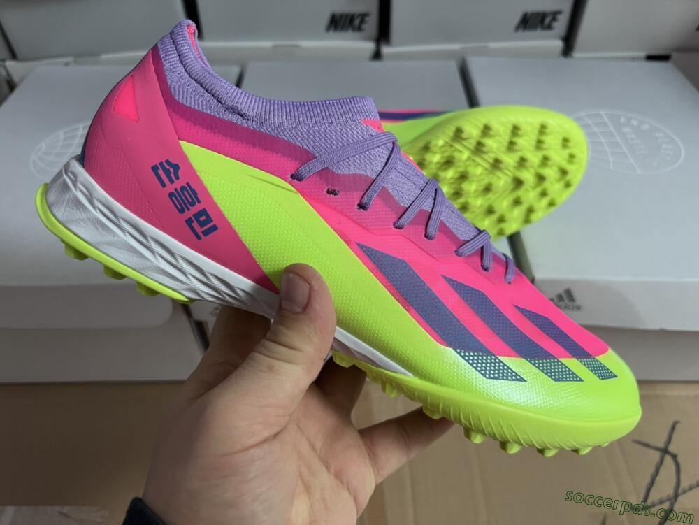 Adidas X Crazyfast.1 TF Low-Tops Football Boots - Pink/Purple/Blue/Green