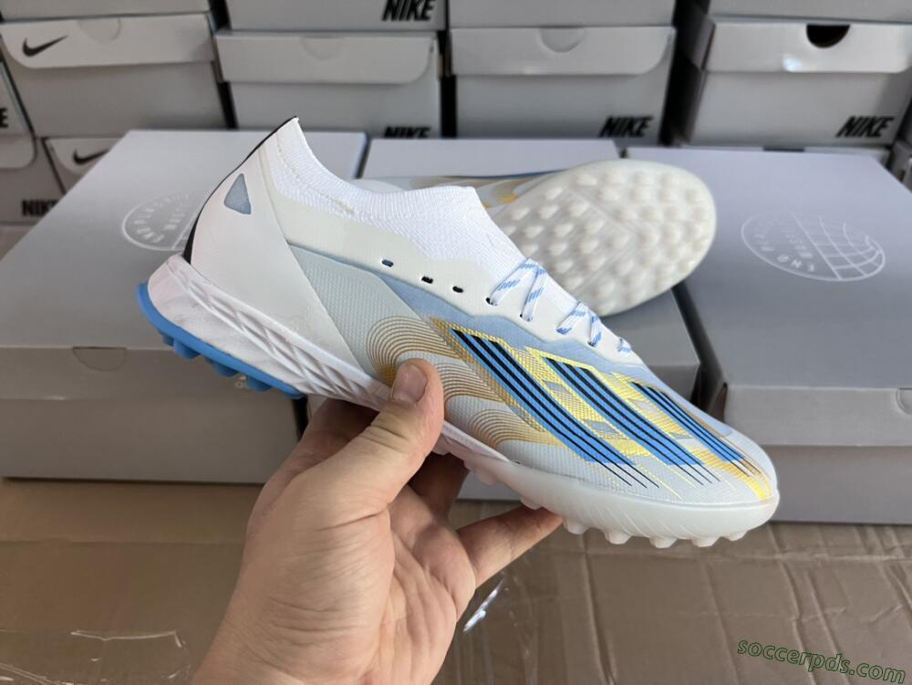 Adidas X Crazyfast.1 TF Low-Tops Football Shoes - White/Blue/Gold