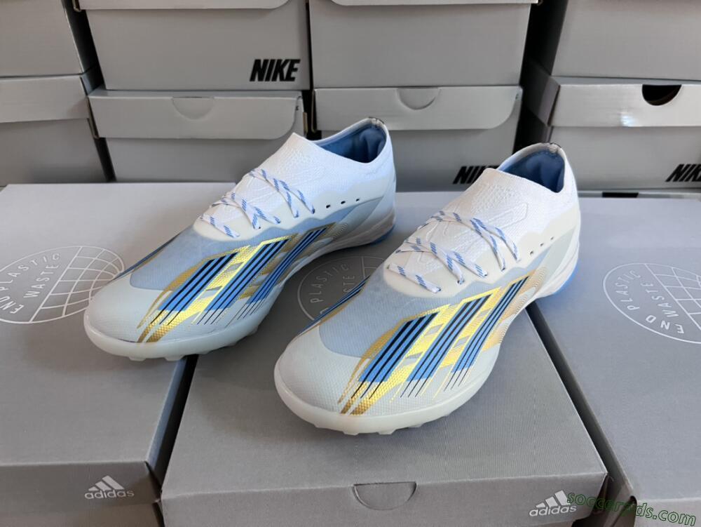 Adidas X Crazyfast.1 TF Low-Tops Football Shoes - White/Blue/Gold