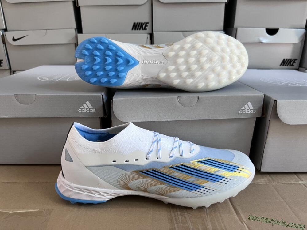 Adidas X Crazyfast.1 TF Low-Tops Football Shoes - White/Blue/Gold