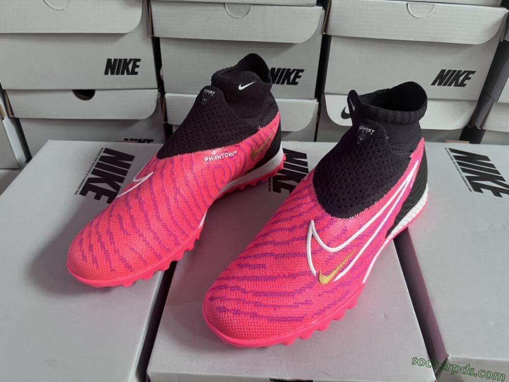Nike Phantom GX Elite DF Link TF High-Tops Football Shoes - Pink/Gold/White/Black