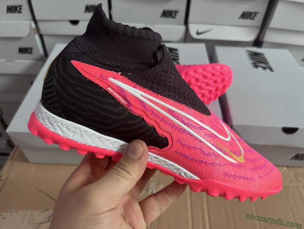 Nike Phantom GX Elite DF Link TF High-Tops Football Shoes - Pink/Gold/White/Black