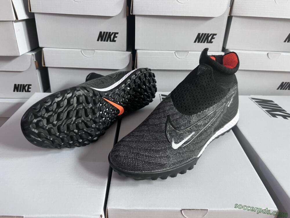 Nike Phantom GX Elite DF Black Pack TF High-Tops Football Shoes - Black/White/Orange