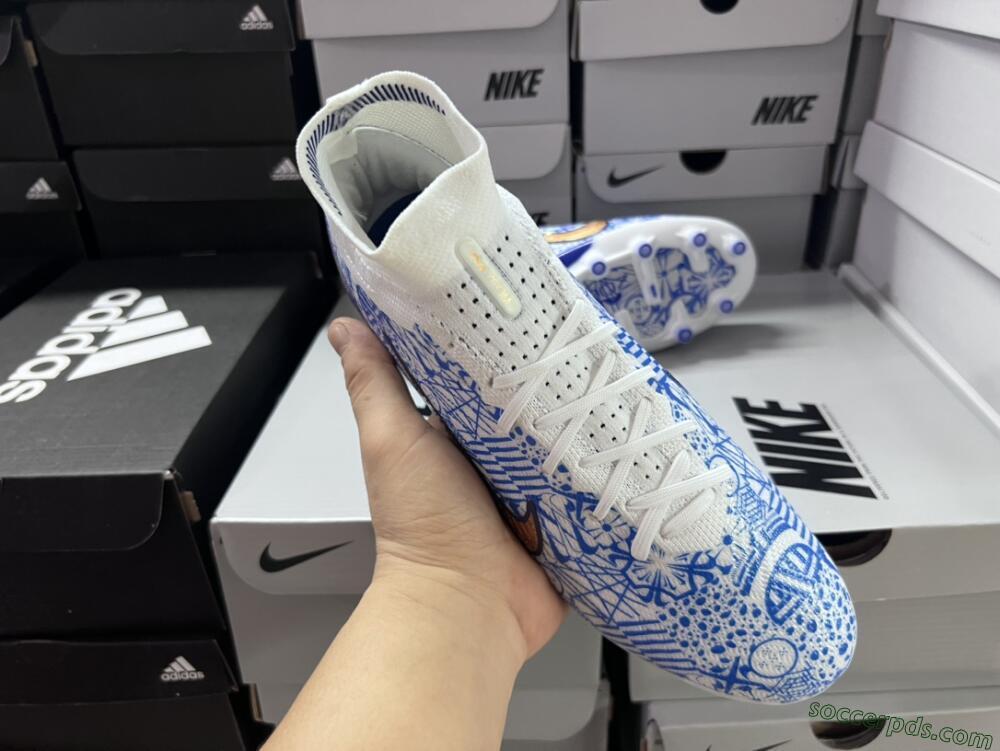 Nike Air Zoom Mercurial Superfly 9 Elite AG High-Tops Football Boots - Blue/White