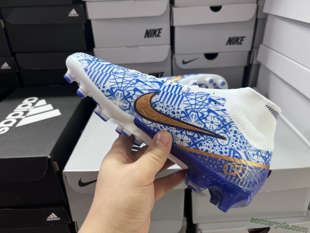 Nike Air Zoom Mercurial Superfly 9 Elite AG High-Tops Football Boots - Blue/White