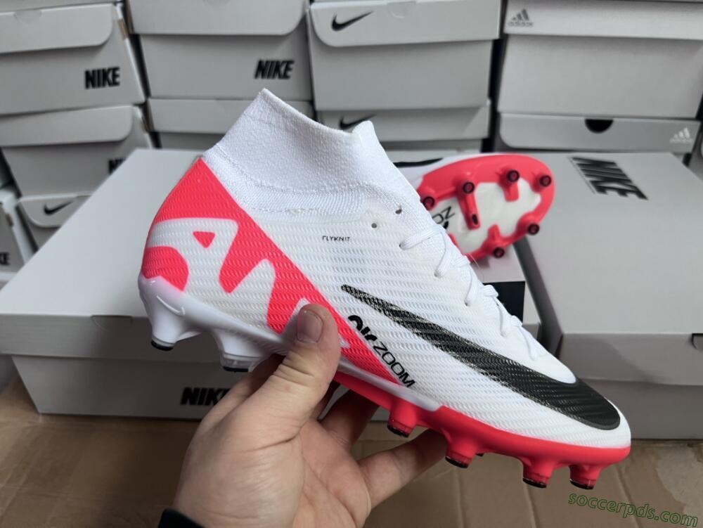 Nike Air Zoom Mercurial Superfly 9 Elite AG High-Tops Football Boots - White/Red/Black