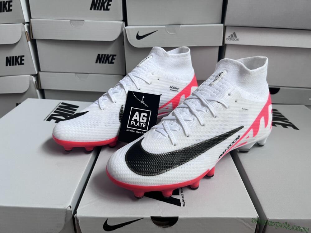 Nike Air Zoom Mercurial Superfly 9 Elite AG High-Tops Football Boots - White/Red/Black