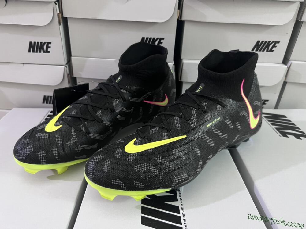 Nike Phantom Luna Elite FG High-Tops Football Boots - Black/Yellow/Pink