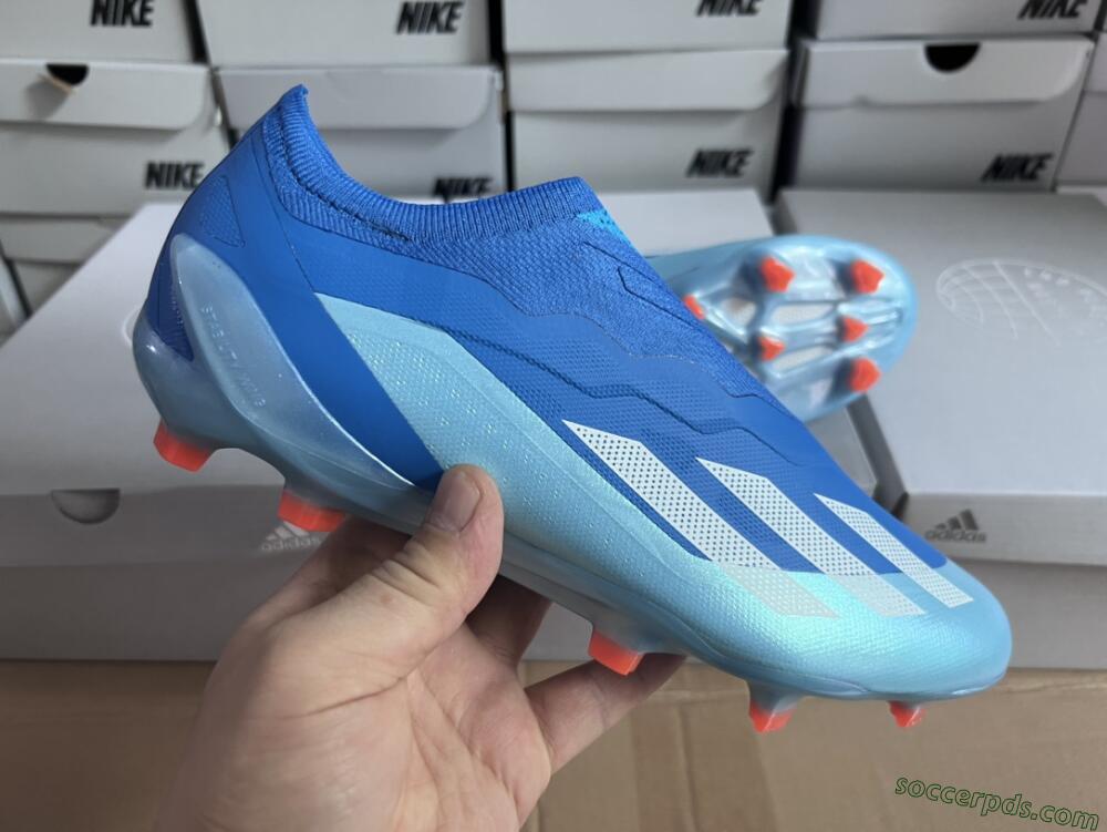 Adidas X Crazyfast.1 Laceless FG Low-Tops Football Boots - Blue/White/Jade