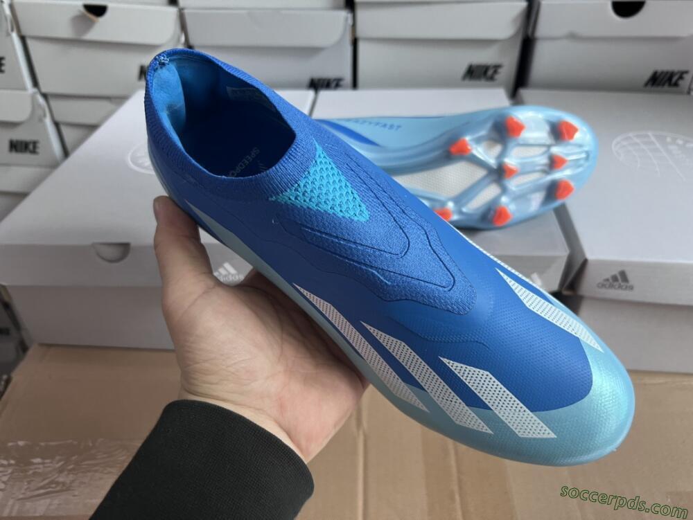 Adidas X Crazyfast.1 Laceless FG Low-Tops Football Boots - Blue/White/Jade