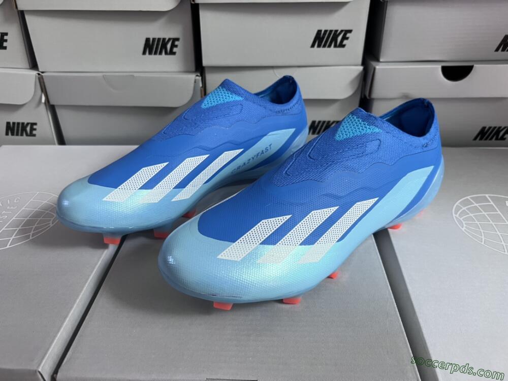 Adidas X Crazyfast.1 Laceless FG Low-Tops Football Boots - Blue/White/Jade