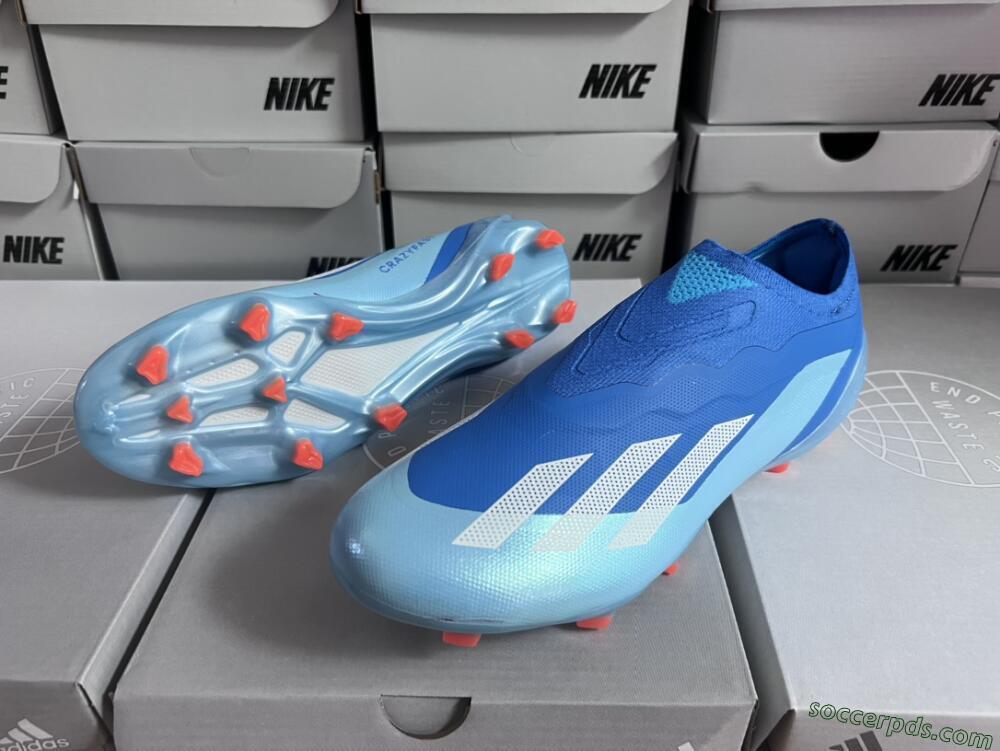 Adidas X Crazyfast.1 Laceless FG Low-Tops Football Boots - Blue/White/Jade