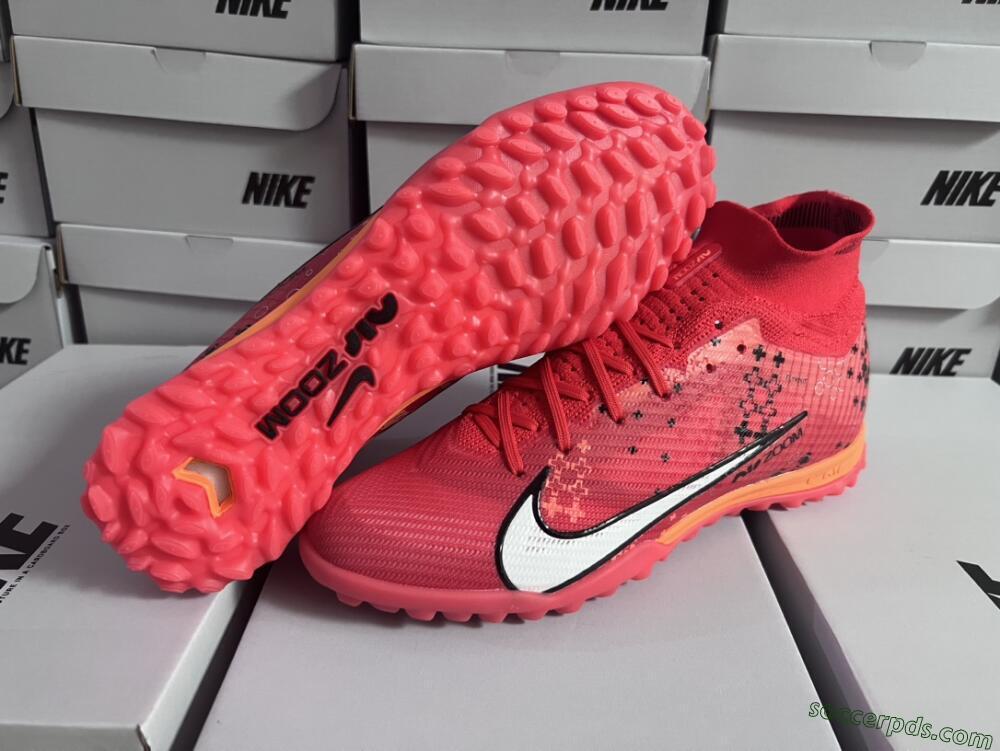 Nike Air Zoom Mercurial Superfly 9 Elite TF High-Tops Football Shoes - Red/White/Black