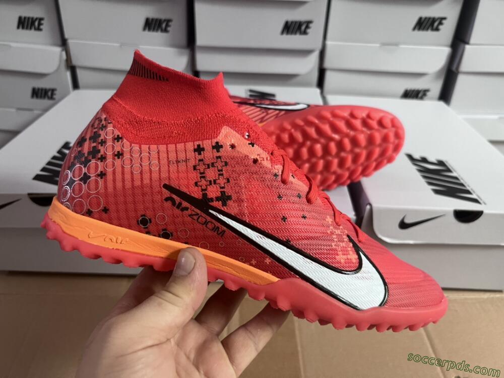 Nike Air Zoom Mercurial Superfly 9 Elite TF High-Tops Football Shoes - Red/White/Black