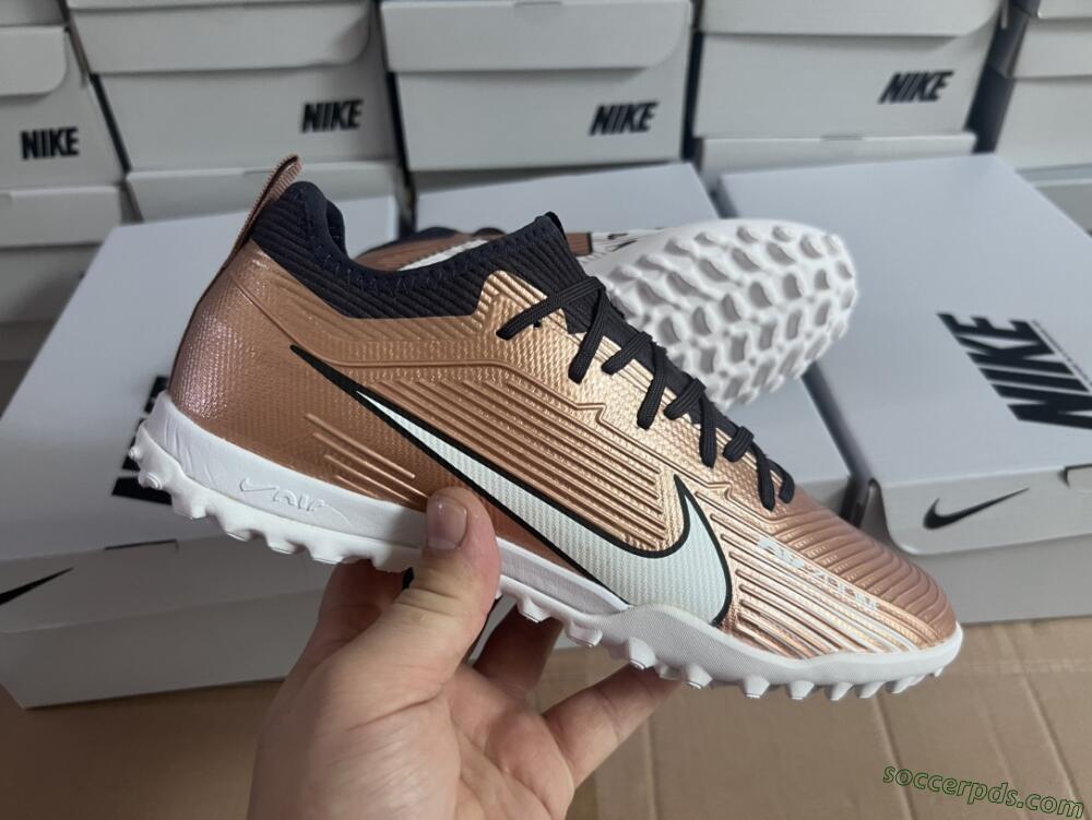 Nike Air Zoom Mercurial Vapor 15 Pro TF Low-Tops Football Shoes - Rose Gold/Black/White