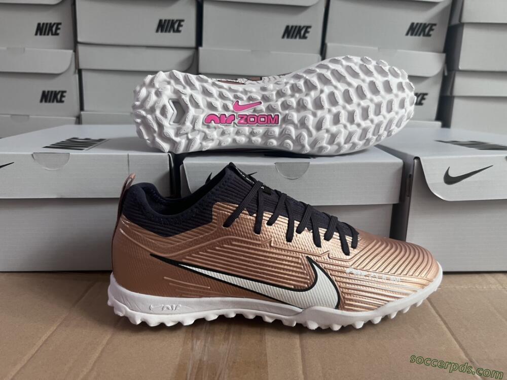 Nike Air Zoom Mercurial Vapor 15 Pro TF Low-Tops Football Shoes - Rose Gold/Black/White