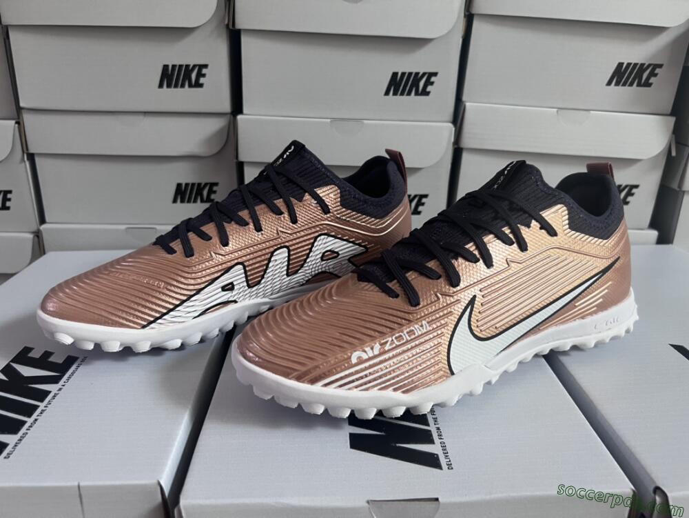 Nike Air Zoom Mercurial Vapor 15 Pro TF Low-Tops Football Shoes - Rose Gold/Black/White