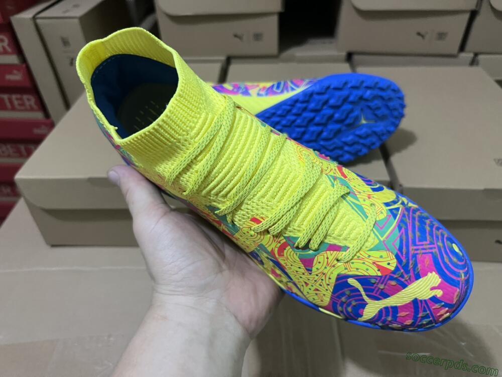 Puma Future X Powercat Tokyo Match TF Low-Tops Football Shoes - Blue/Yellow/Pink
