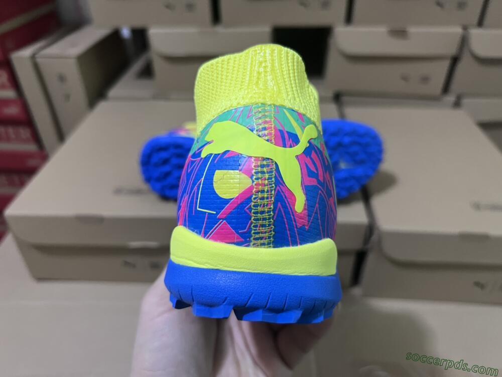 Puma Future X Powercat Tokyo Match TF Low-Tops Football Shoes - Blue/Yellow/Pink
