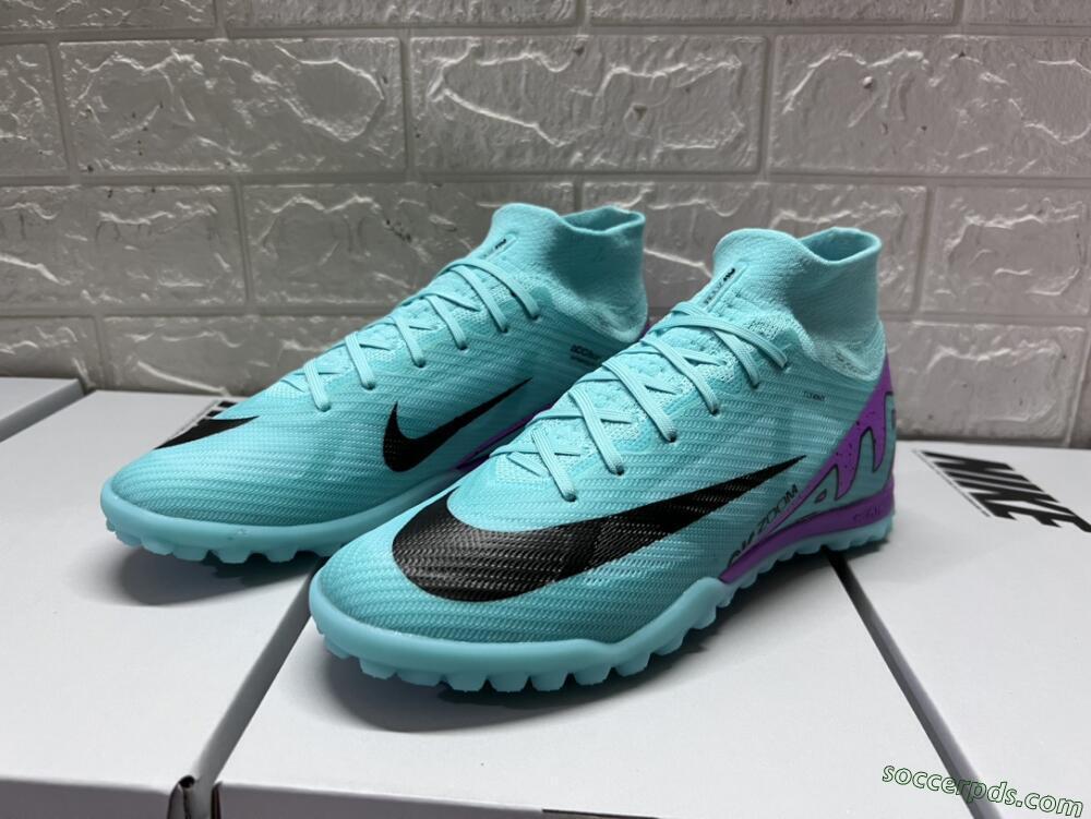 Nike Air Zoom Mercurial Superfly 9 Elite TF High-Tops Football Shoes - Blue/Black/Purple