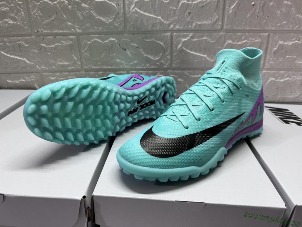 Nike Air Zoom Mercurial Superfly 9 Elite TF High-Tops Football Shoes - Blue/Black/Purple