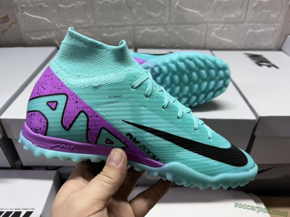 Nike Air Zoom Mercurial Superfly 9 Elite TF High-Tops Football Shoes - Blue/Black/Purple