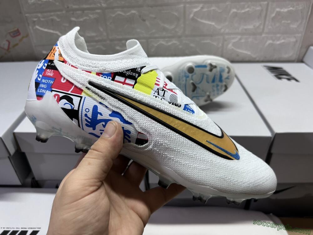 Harry Kane X Nike Phantom GX Elite FG Low-Tops Football Boots - White/Rainbow