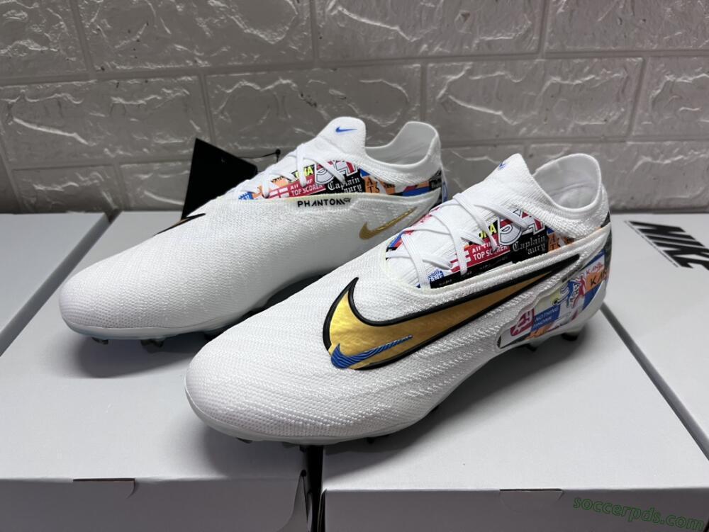 Harry Kane X Nike Phantom GX Elite FG Low-Tops Football Boots - White/Rainbow