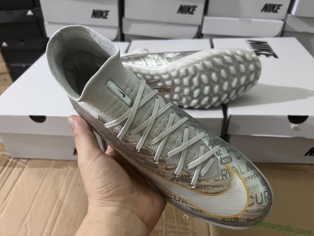 Nike Air Zoom Mercurial Superfly 9 Elite TF High-Tops Football Shoes - Silver/Gold