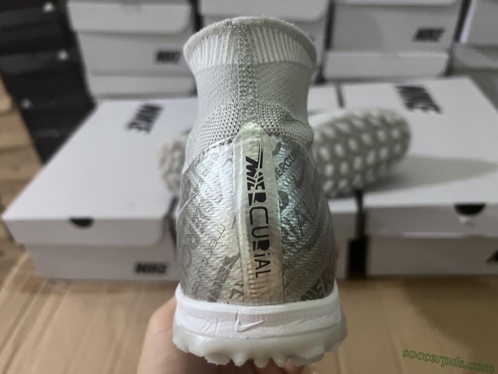 Nike Air Zoom Mercurial Superfly 9 Elite TF High-Tops Football Shoes - Silver/Gold