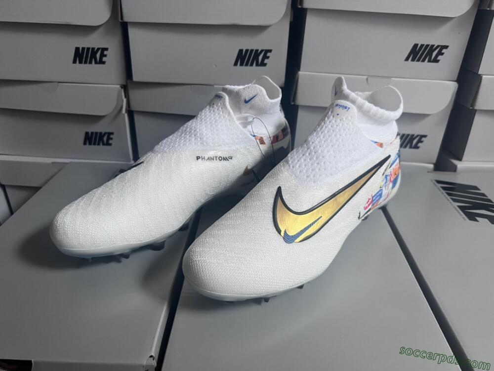 Harry Kane x Nike Phantom GX DF Elite FG Low-Tops Football Boots - White/Gold/Blue