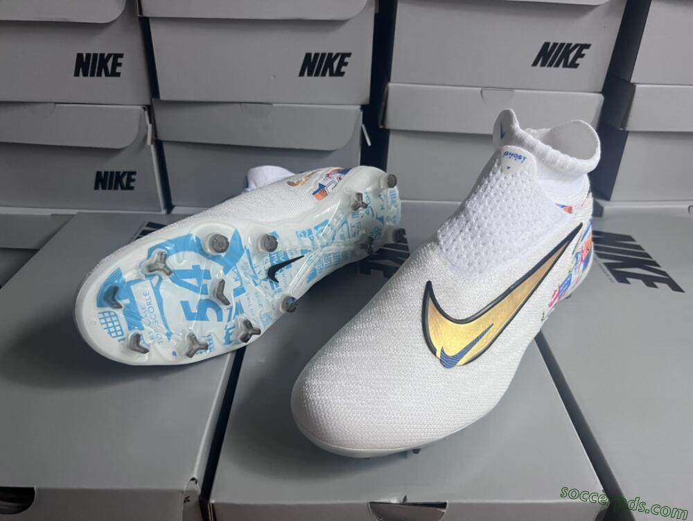 Harry Kane x Nike Phantom GX DF Elite FG Low-Tops Football Boots - White/Gold/Blue