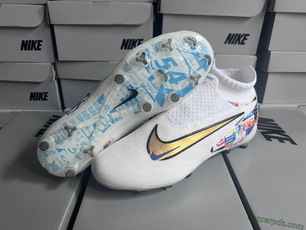 Harry Kane x Nike Phantom GX DF Elite FG Low-Tops Football Boots - White/Gold/Blue