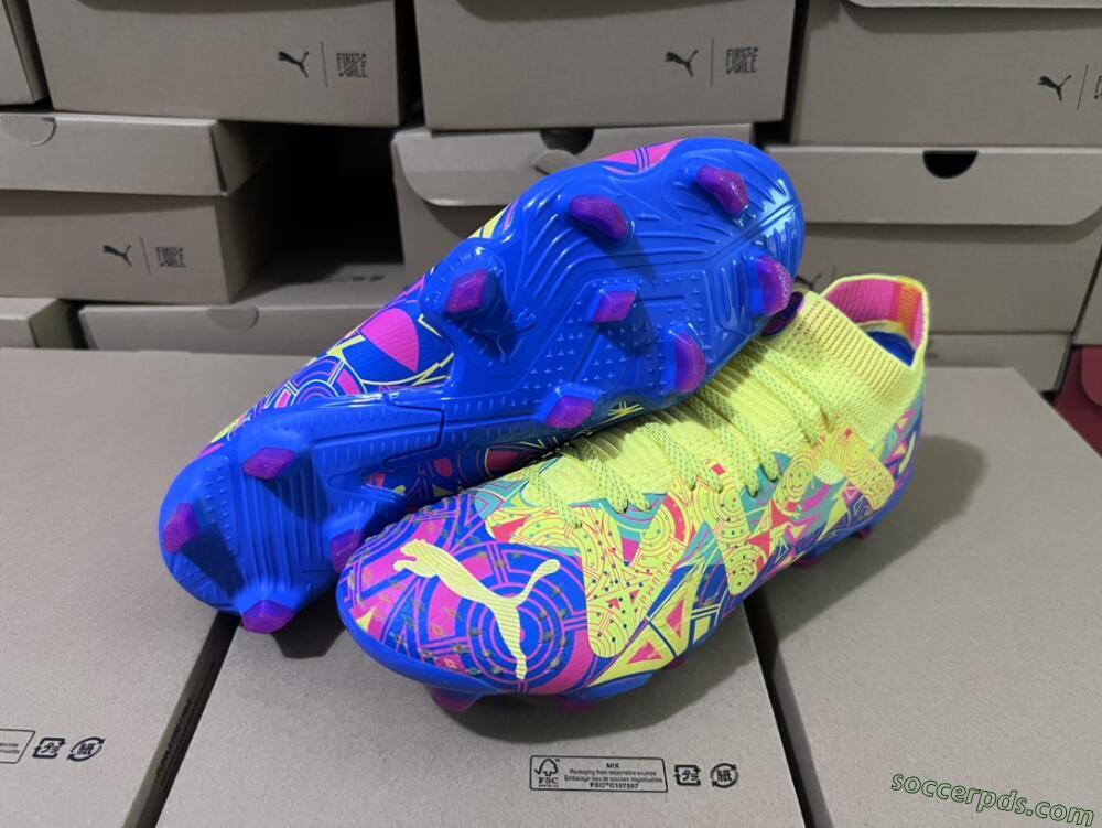 Puma Future Ultimate FG Low-Tops Football Boots - Green/Blue/Pink