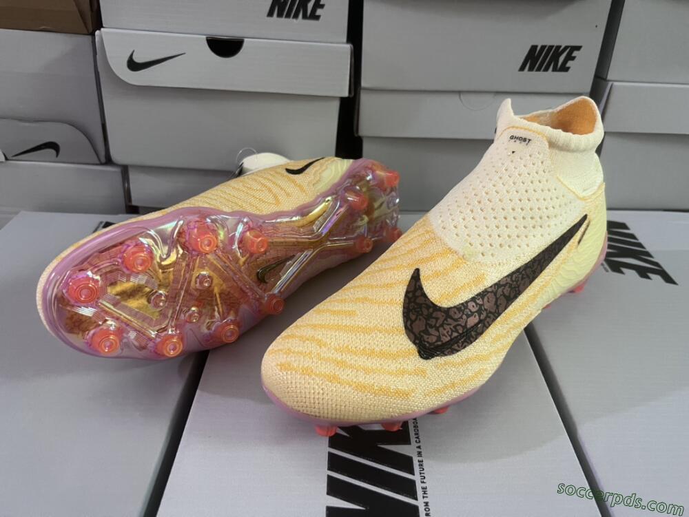 Nike Phantom GX Elite DF Link Blaze Pack FG High-Tops Football Boots - Citron Tint/Burgundy Crush