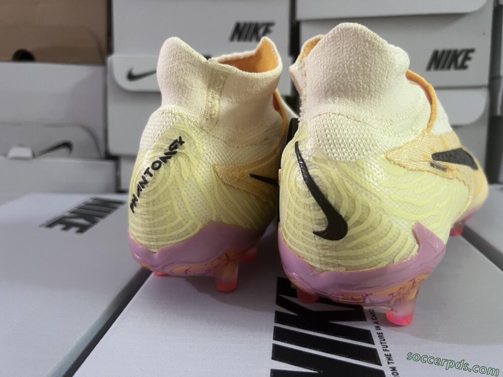 Nike Phantom GX Elite DF Link Blaze Pack FG High-Tops Football Boots - Citron Tint/Burgundy Crush