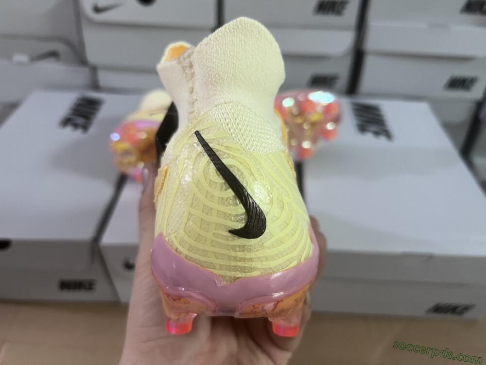 Nike Phantom GX Elite DF Link Blaze Pack FG High-Tops Football Boots - Citron Tint/Burgundy Crush