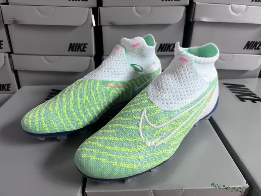 Nike Phantom GX DF Elite FG High-Tops Football Boots - Green/White/Blue