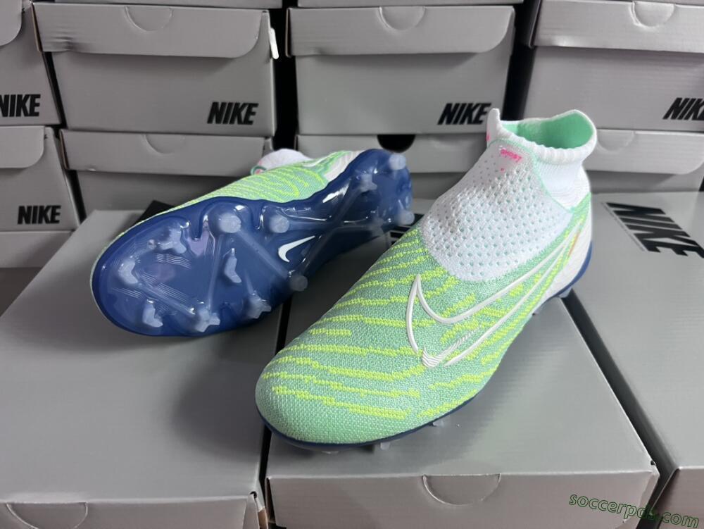 Nike Phantom GX DF Elite FG High-Tops Football Boots - Green/White/Blue