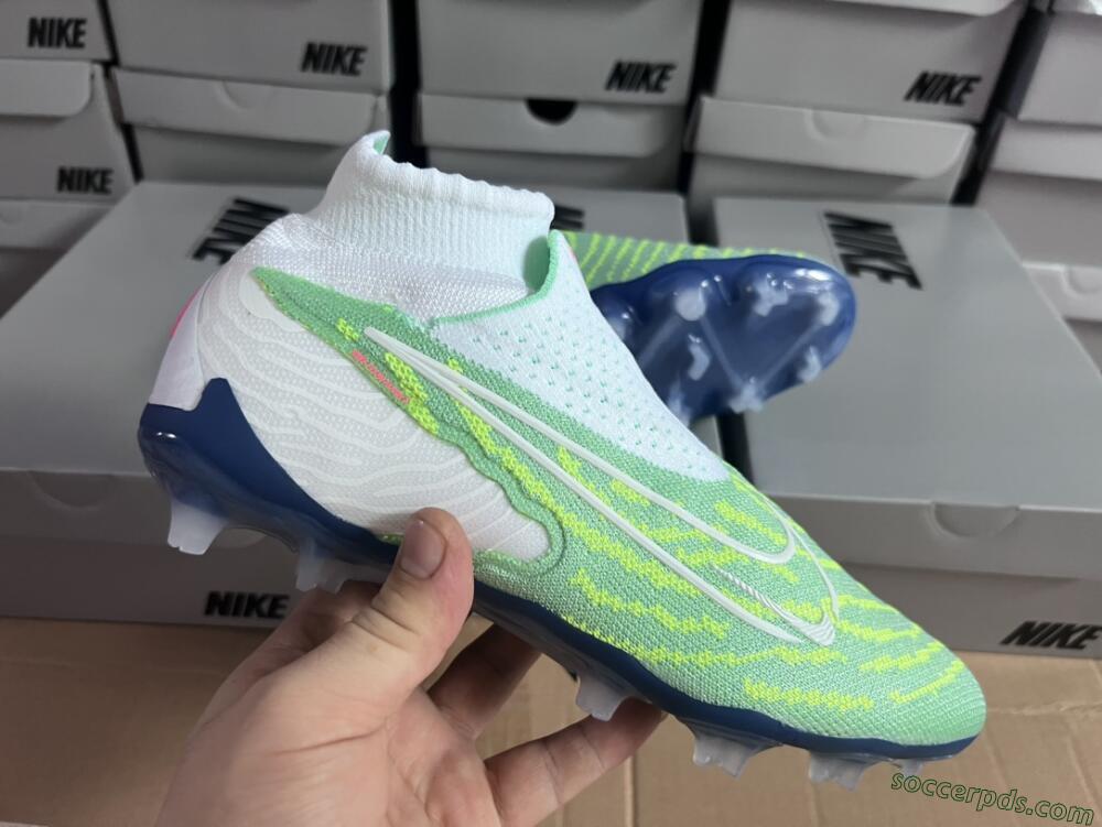 Nike Phantom GX DF Elite FG High-Tops Football Boots - Green/White/Blue