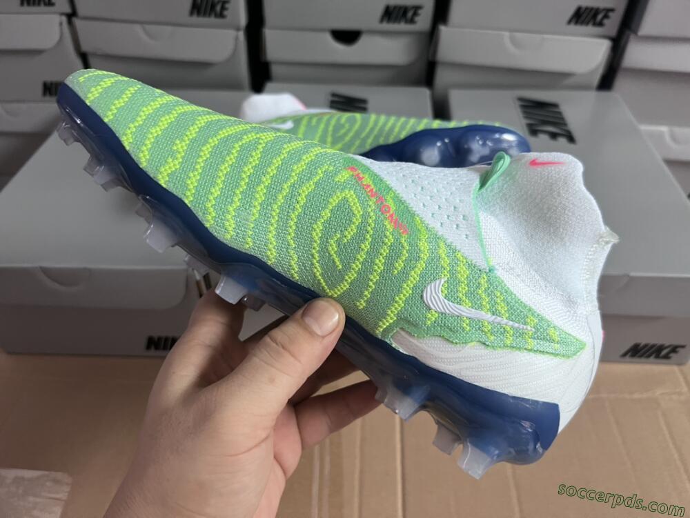 Nike Phantom GX DF Elite FG High-Tops Football Boots - Green/White/Blue