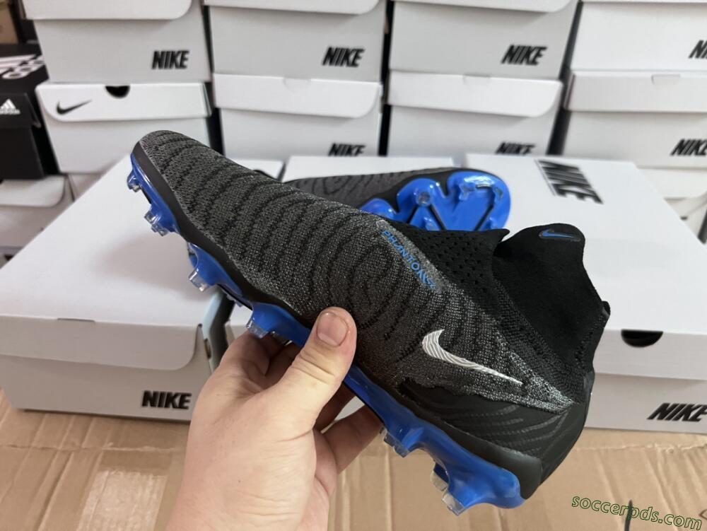 Nike Phantom GX Elite DF Link FG High-Tops Football Boots - Grey/Black/Blue