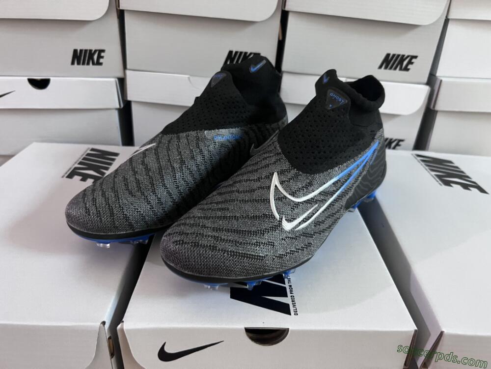 Nike Phantom GX Elite DF Link FG High-Tops Football Boots - Grey/Black/Blue