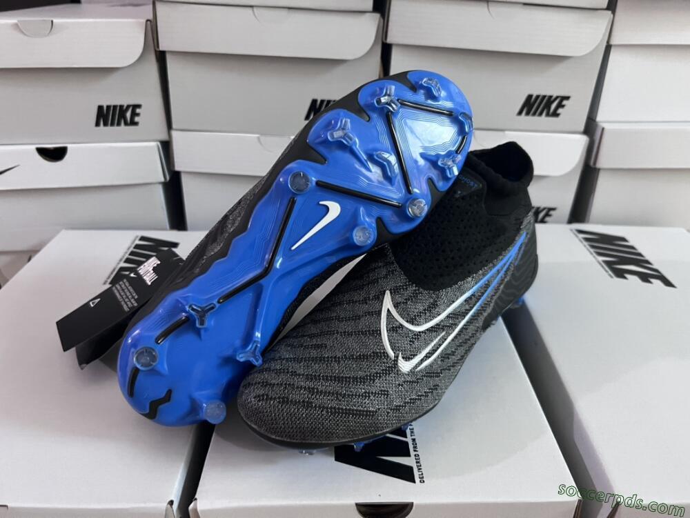 Nike Phantom GX Elite DF Link FG High-Tops Football Boots - Grey/Black/Blue