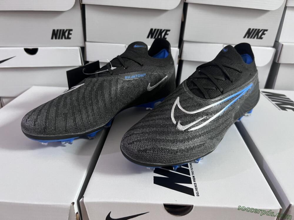 Nike Phantom GX Elite FG Low-Tops Football Boots - Black/Grey/Blue