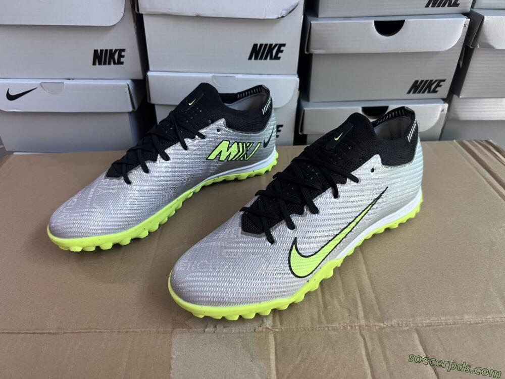 Nike Air Zoom Mercurial Vapor 15 Elite TF Low-Tops Football Shoes - Silver/Green/Black